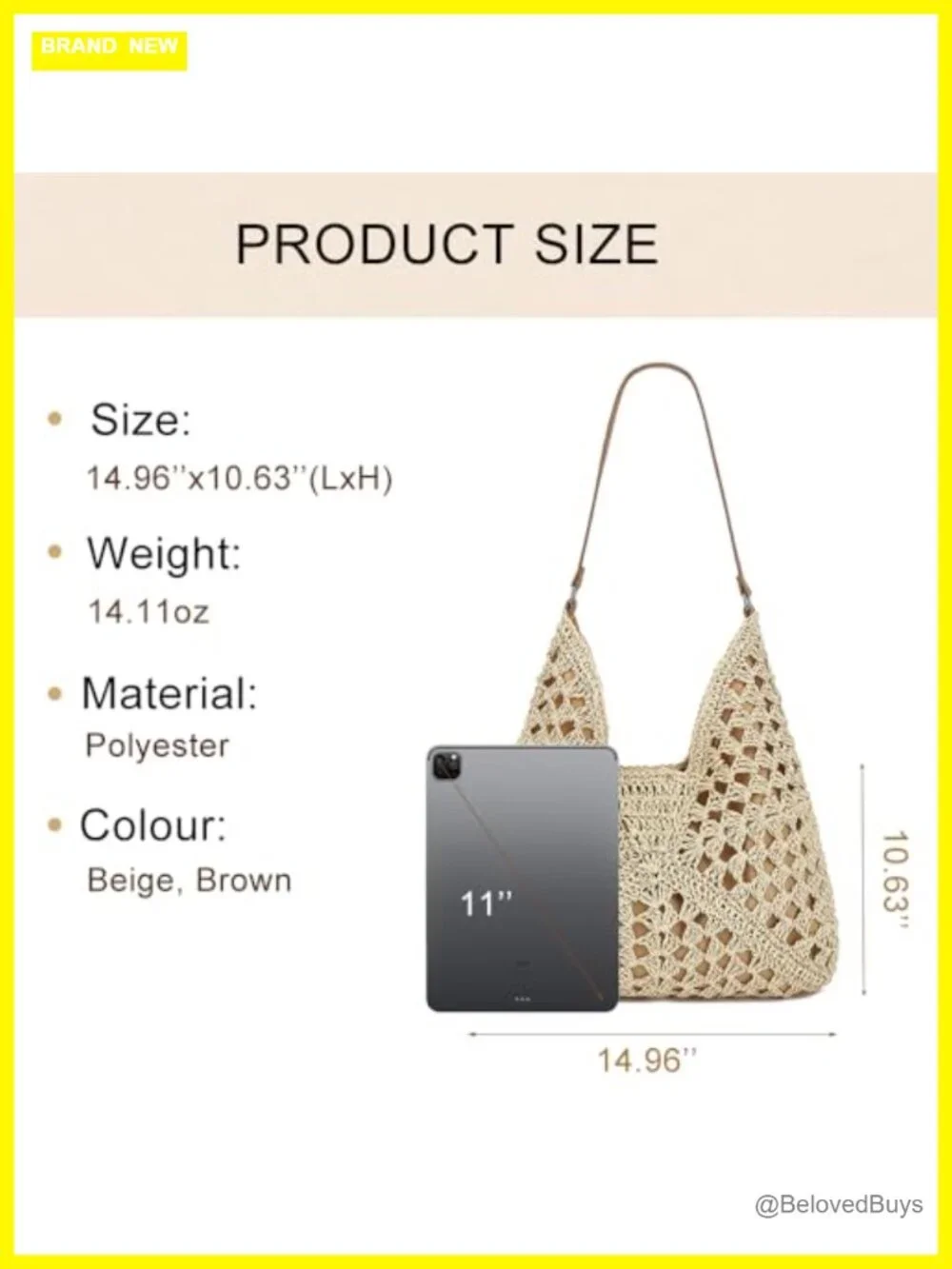 Lightweight Woven Straw Hobo Shoulder Bag, Summer Beach Tote Purse for Travel